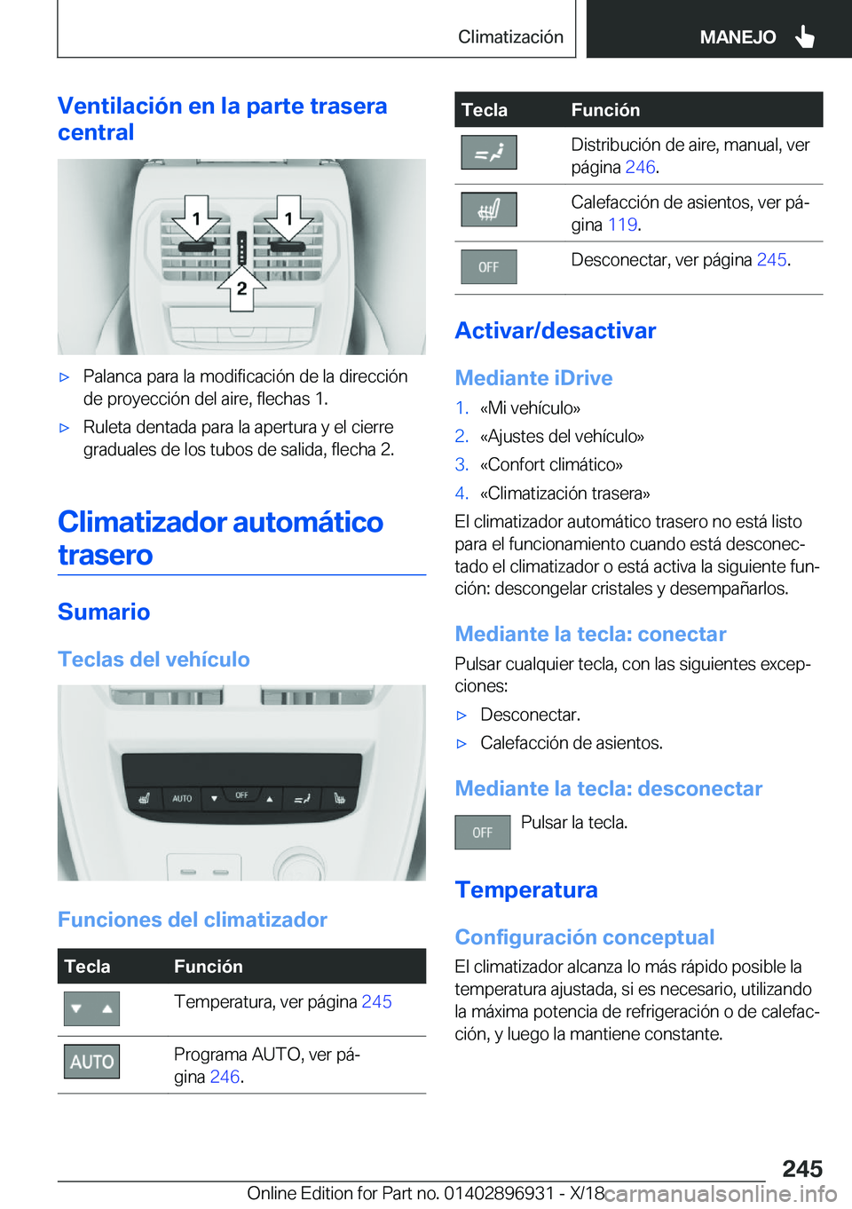 BMW 3 SERIES 2019  Manuales de Empleo (in Spanish) �V�e�n�t�i�l�a�c�i�