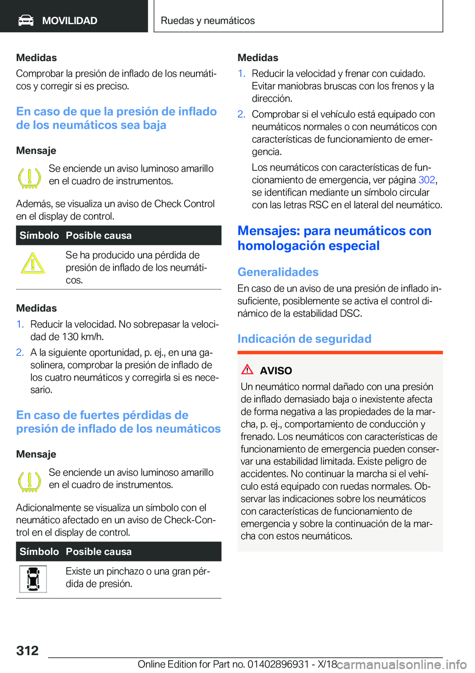 BMW 3 SERIES 2019  Manuales de Empleo (in Spanish) �M�e�d�i�d�a�s
�C�o�m�p�r�o�b�a�r��l�a��p�r�e�s�i�