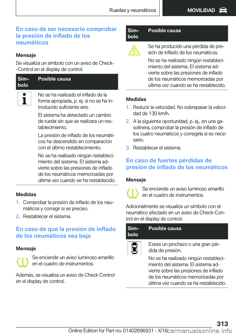 BMW 3 SERIES 2019  Manuales de Empleo (in Spanish) �E�n��c�a�s�o��d�e��s�e�r��n�e�c�e�s�a�r�i�o��c�o�m�p�r�o�b�a�r
�l�a��p�r�e�s�i�