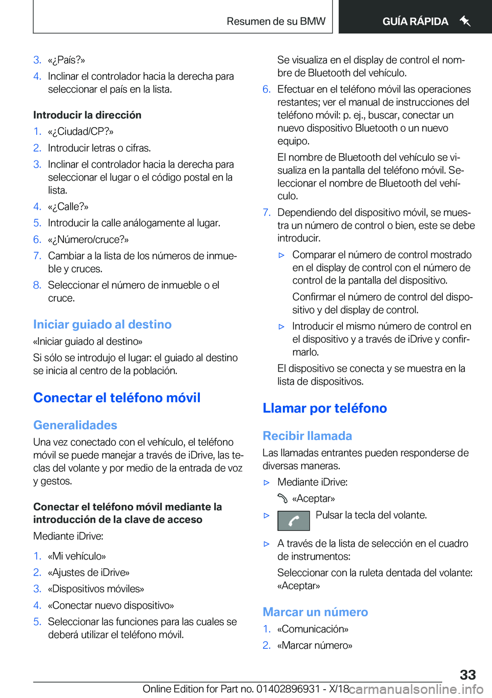 BMW 3 SERIES 2019  Manuales de Empleo (in Spanish) �3�.�«��P�a�