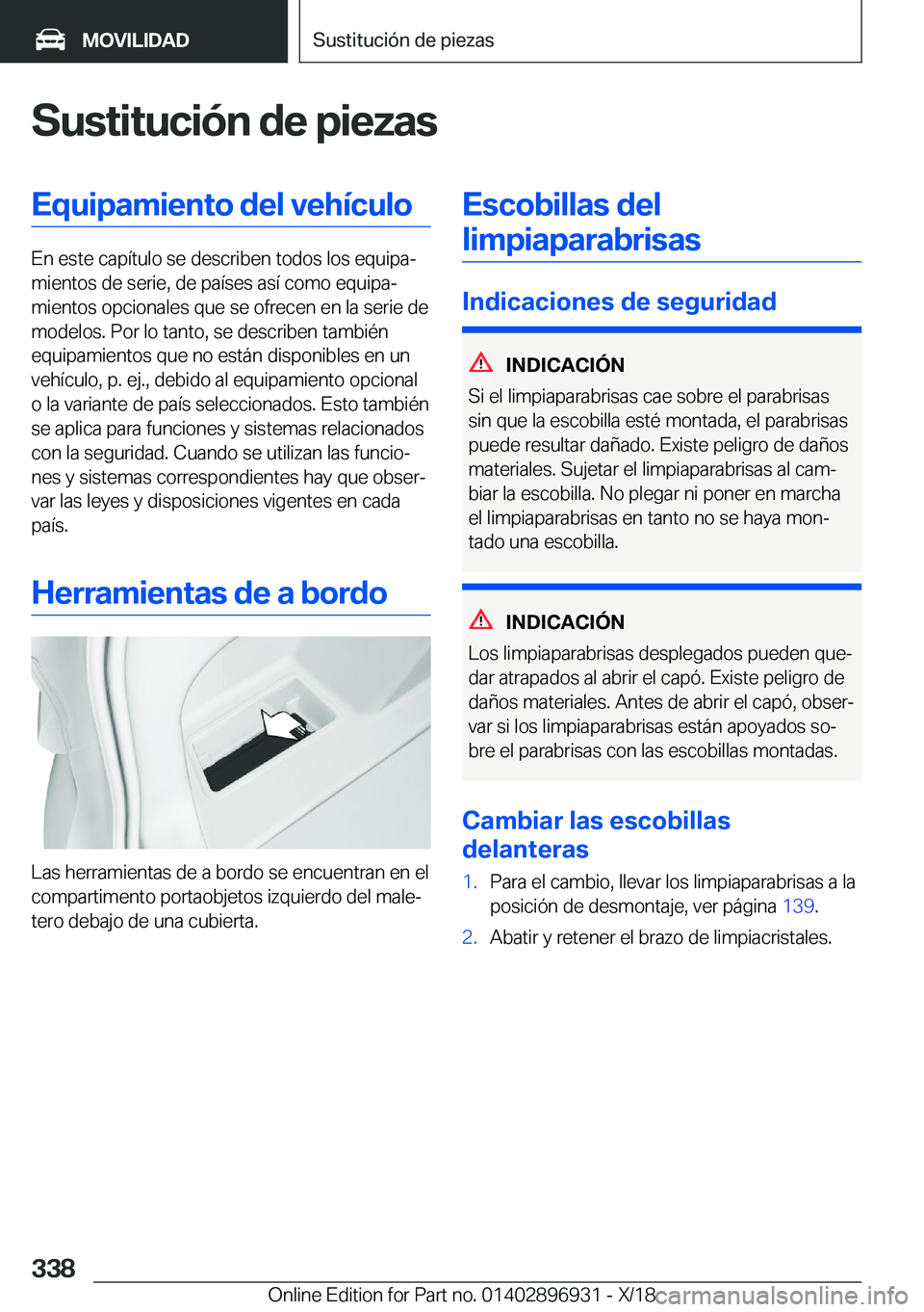 BMW 3 SERIES 2019  Manuales de Empleo (in Spanish) �S�u�s�t�i�t�u�c�i�