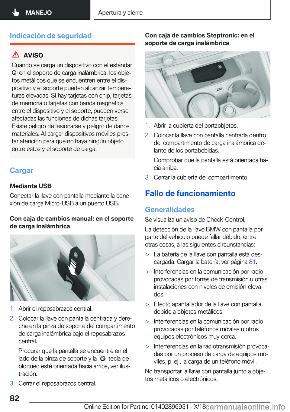 BMW 3 SERIES 2019  Manuales de Empleo (in Spanish) �I�n�d�i�c�a�c�i�