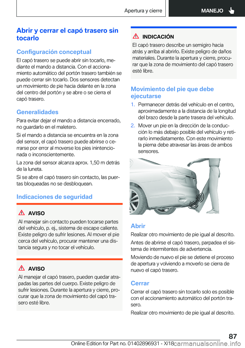 BMW 3 SERIES 2019  Manuales de Empleo (in Spanish) �A�b�r�i�r��y��c�e�r�r�a�r��e�l��c�a�p�