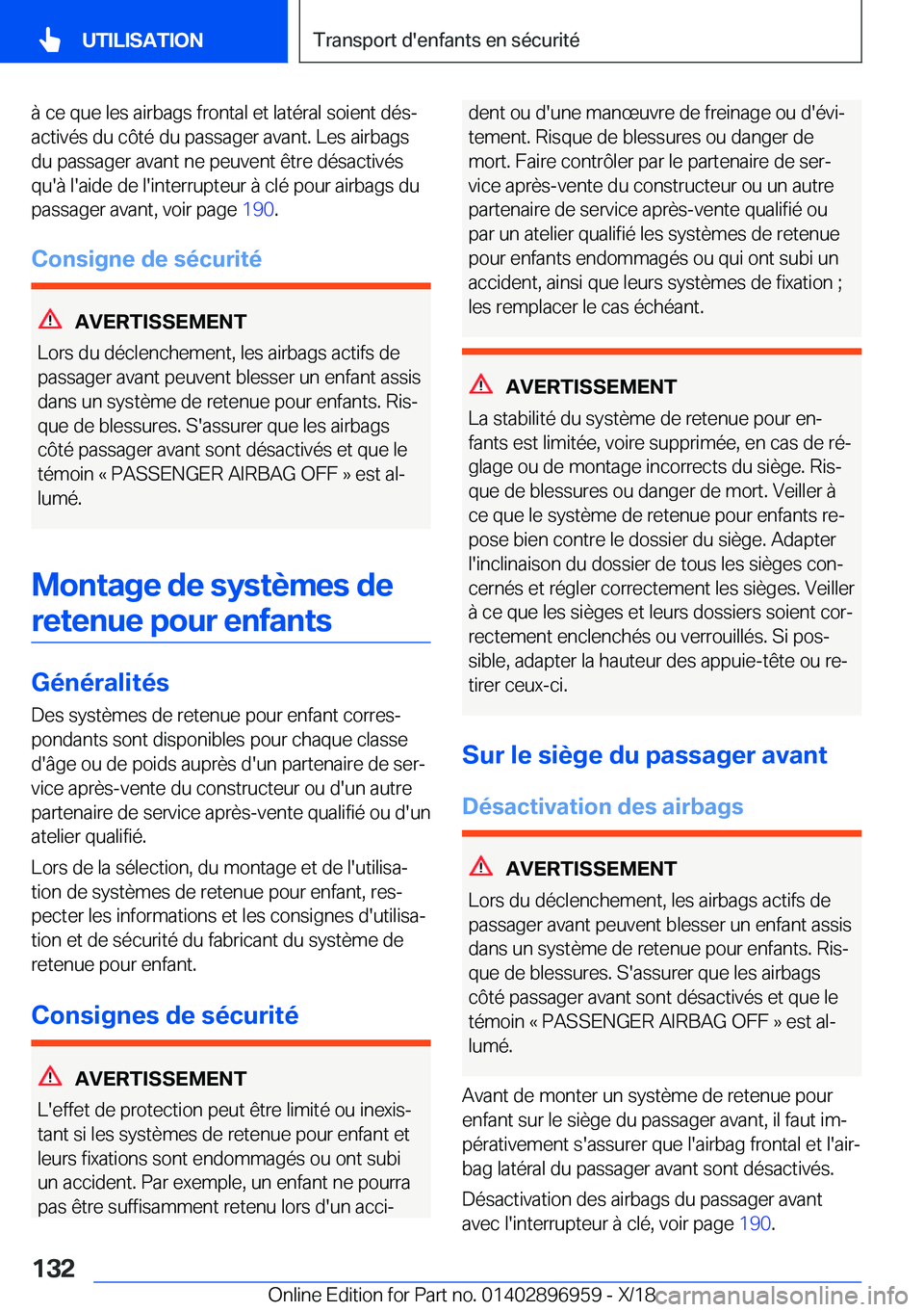 BMW 3 SERIES 2019  Notices Demploi (in French) �