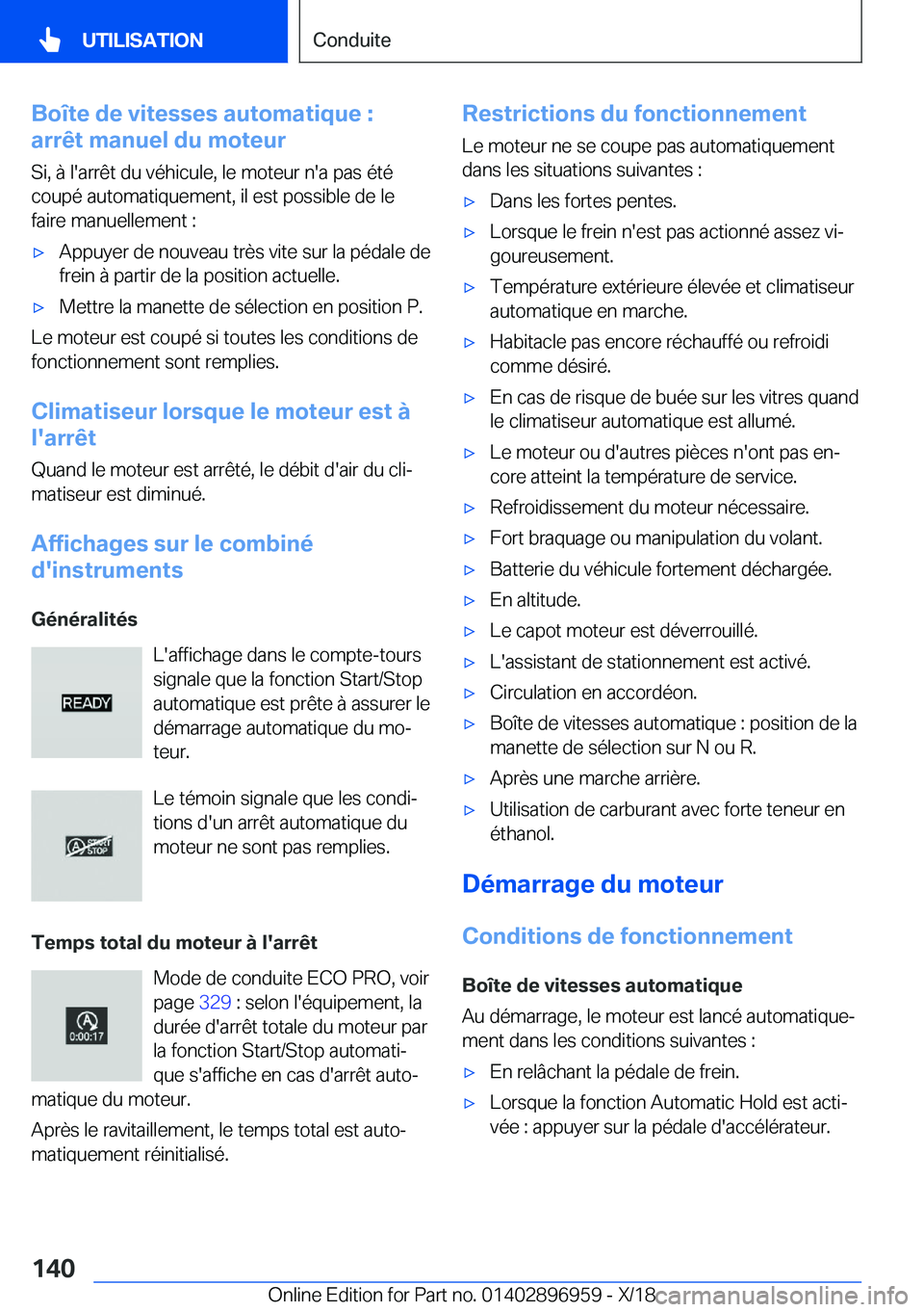 BMW 3 SERIES 2019  Notices Demploi (in French) �B�o�