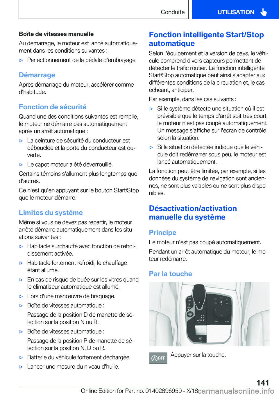 BMW 3 SERIES 2019  Notices Demploi (in French) �B�o�