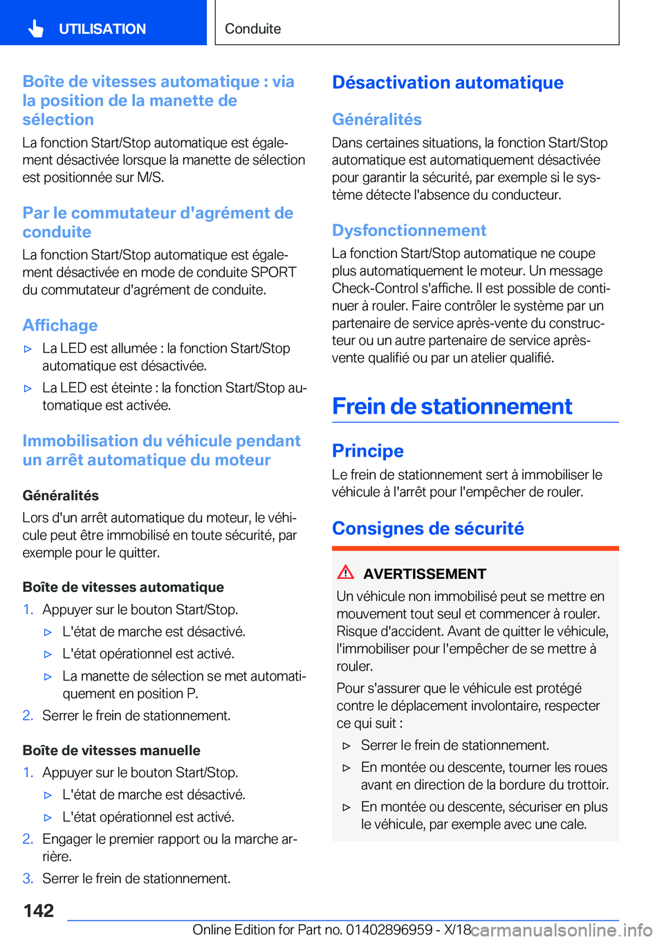 BMW 3 SERIES 2019  Notices Demploi (in French) �B�o�