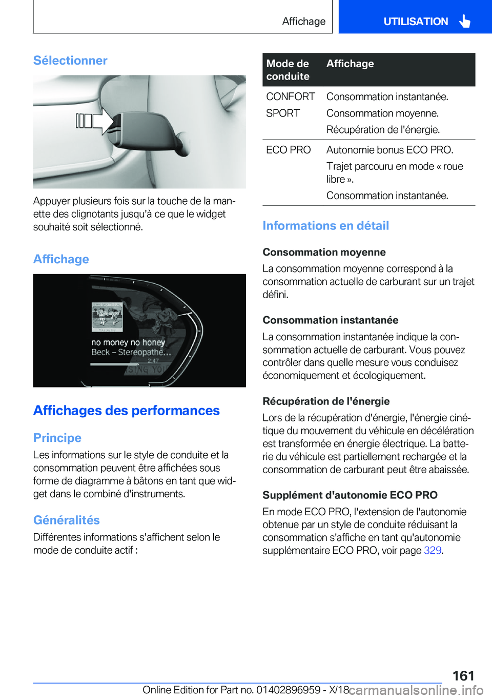 BMW 3 SERIES 2019  Notices Demploi (in French) �S�é�l�e�c�t�i�o�n�n�e�r
�A�p�p�u�y�e�r��p�l�u�s�i�e�u�r�s��f�o�i�s��s�u�r��l�a��t�o�u�c�h�e��d�e��l�a��m�a�nj
�e�t�t�e��d�e�s��c�l�i�g�n�o�t�a�n�t�s��j�u�s�q�u�'�