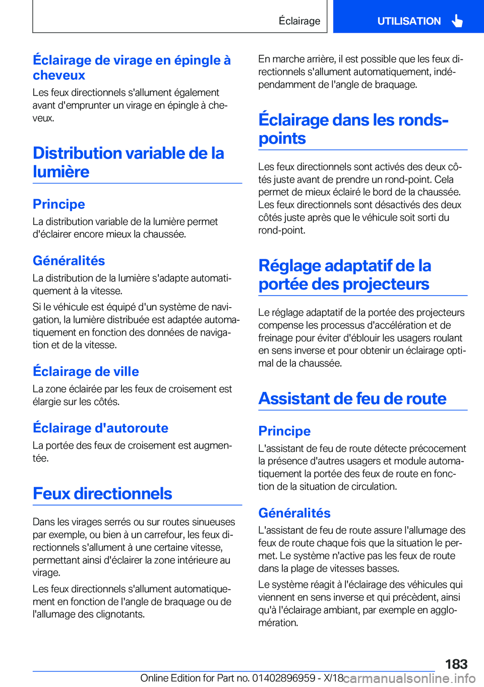 BMW 3 SERIES 2019  Notices Demploi (in French) �