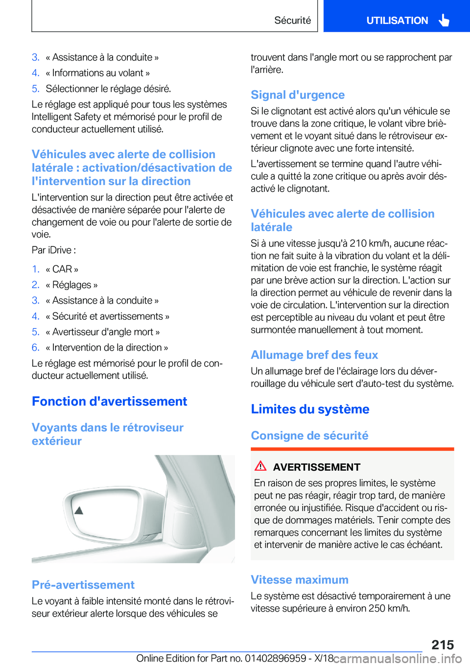BMW 3 SERIES 2019  Notices Demploi (in French) �3�.�k��A�s�s�i�s�t�a�n�c�e��
