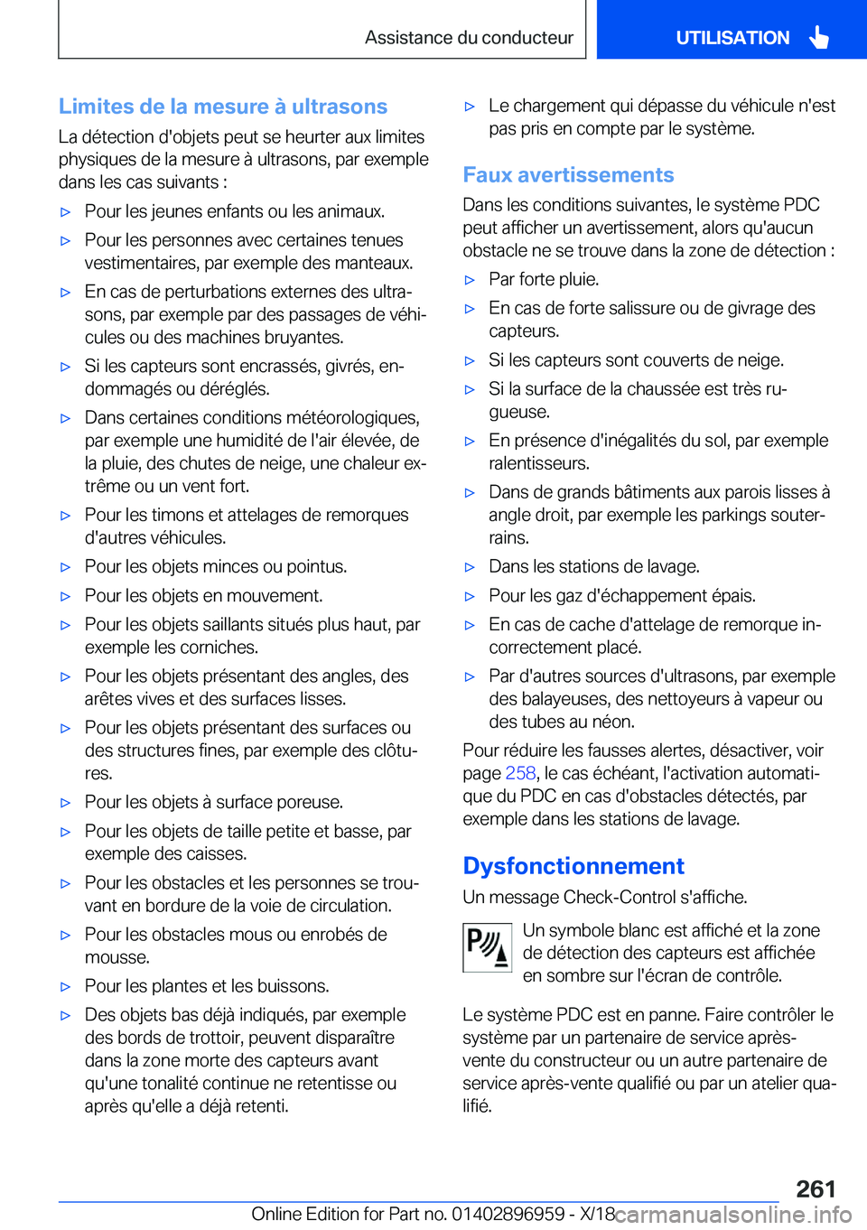 BMW 3 SERIES 2019  Notices Demploi (in French) �L�i�m�i�t�e�s��d�e��l�a��m�e�s�u�r�e��