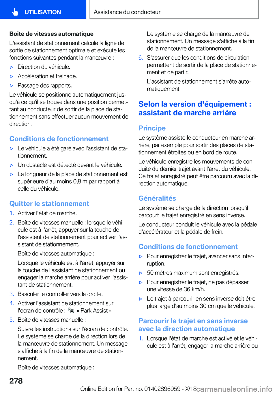 BMW 3 SERIES 2019  Notices Demploi (in French) �B�o�