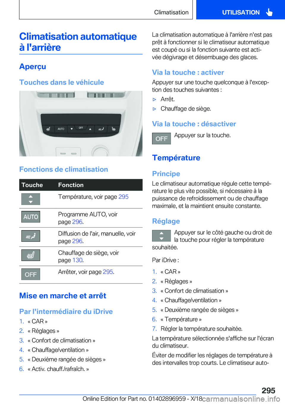 BMW 3 SERIES 2019  Notices Demploi (in French) �C�l�i�m�a�t�i�s�a�t�i�o�n��a�u�t�o�m�a�t�i�q�u�e�