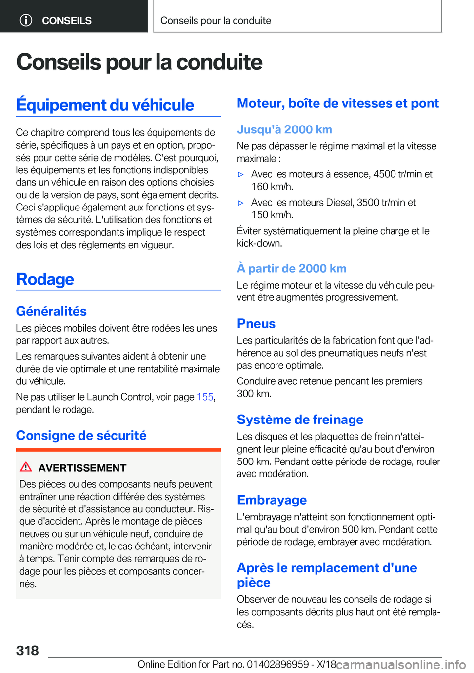 BMW 3 SERIES 2019  Notices Demploi (in French) �C�o�n�s�e�i�l�s��p�o�u�r��l�a��c�o�n�d�u�i�t�e�