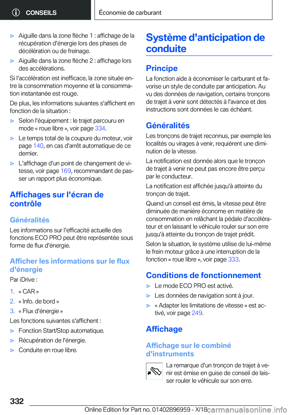 BMW 3 SERIES 2019  Notices Demploi (in French) 'x�A�i�g�u�i�l�l�e��d�a�n�s��l�a��z�o�n�e��f�l�è�c�h�e��1��:��a�f�f�i�c�h�a�g�e��d�e��l�a
�r�é�c�u�p�é�r�a�t�i�o�n��d�'�é�n�e�r�g�i�e��l�o�r�s��d�e�s��p�h�a�s�e�s��d�e
�d�é�