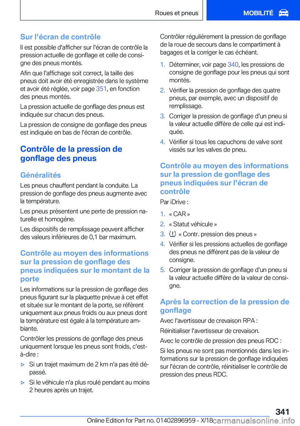 BMW 3 SERIES 2019  Notices Demploi (in French) �S�u�r��l�'�é�c�r�a�n��d�e��c�o�n�t�r�