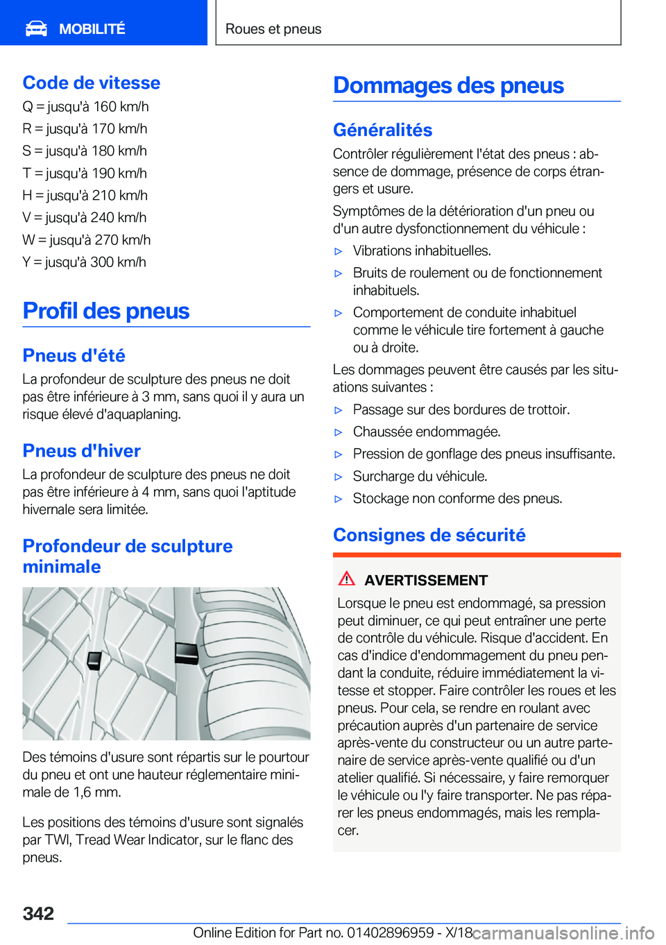 BMW 3 SERIES 2019  Notices Demploi (in French) �C�o�d�e��d�e��v�i�t�e�s�s�e
�Q����j�u�s�q�u�'�