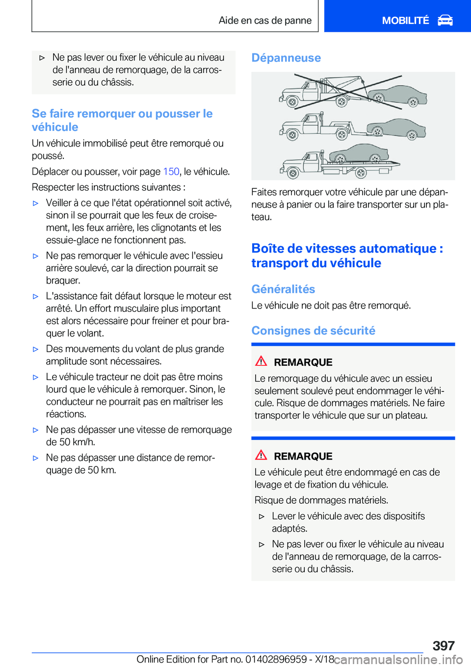 BMW 3 SERIES 2019  Notices Demploi (in French) 'x�N�e��p�a�s��l�e�v�e�r��o�u��f�i�x�e�r��l�e��v�é�h�i�c�u�l�e��a�u��n�i�v�e�a�u�d�e��l�'�a�n�n�e�a�u��d�e��r�e�m�o�r�q�u�a�g�e�,��d�e��l�a��c�a�r�r�o�sj
�s�e�r�i�e��o�u��d�u