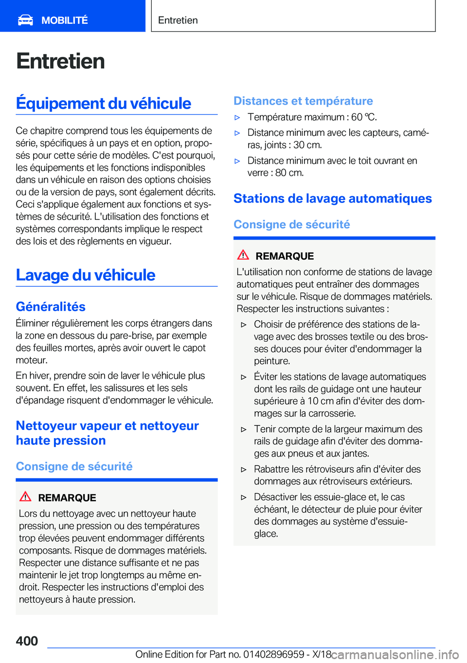 BMW 3 SERIES 2019  Notices Demploi (in French) �E�n�t�r�e�t�i�e�n�