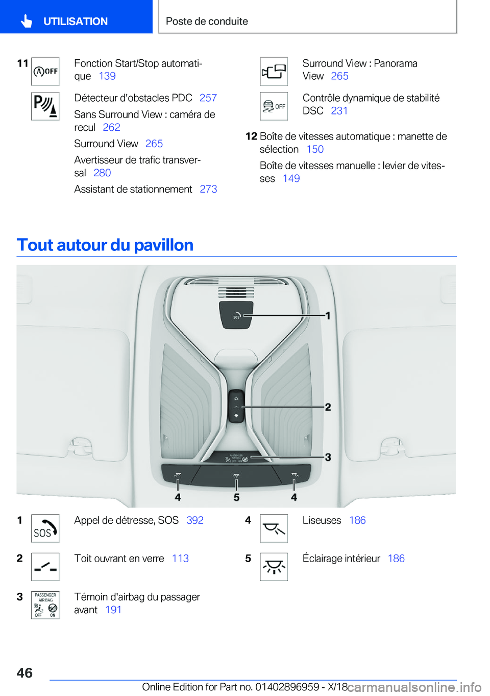BMW 3 SERIES 2019  Notices Demploi (in French) �1�1�F�o�n�c�t�i�o�n��S�t�a�r�t�/�S�t�o�p��a�u�t�o�m�a�t�ij
�q�u�e\_ �1�3�9�D�é�t�e�c�t�e�u�r��d�'�o�b�s�t�a�c�l�e�s��P�D�C\_ �2�5�7
�S�a�n�s��S�u�r�r�o�u�n�d��V�i�e�w��:��c�a�m�é�r