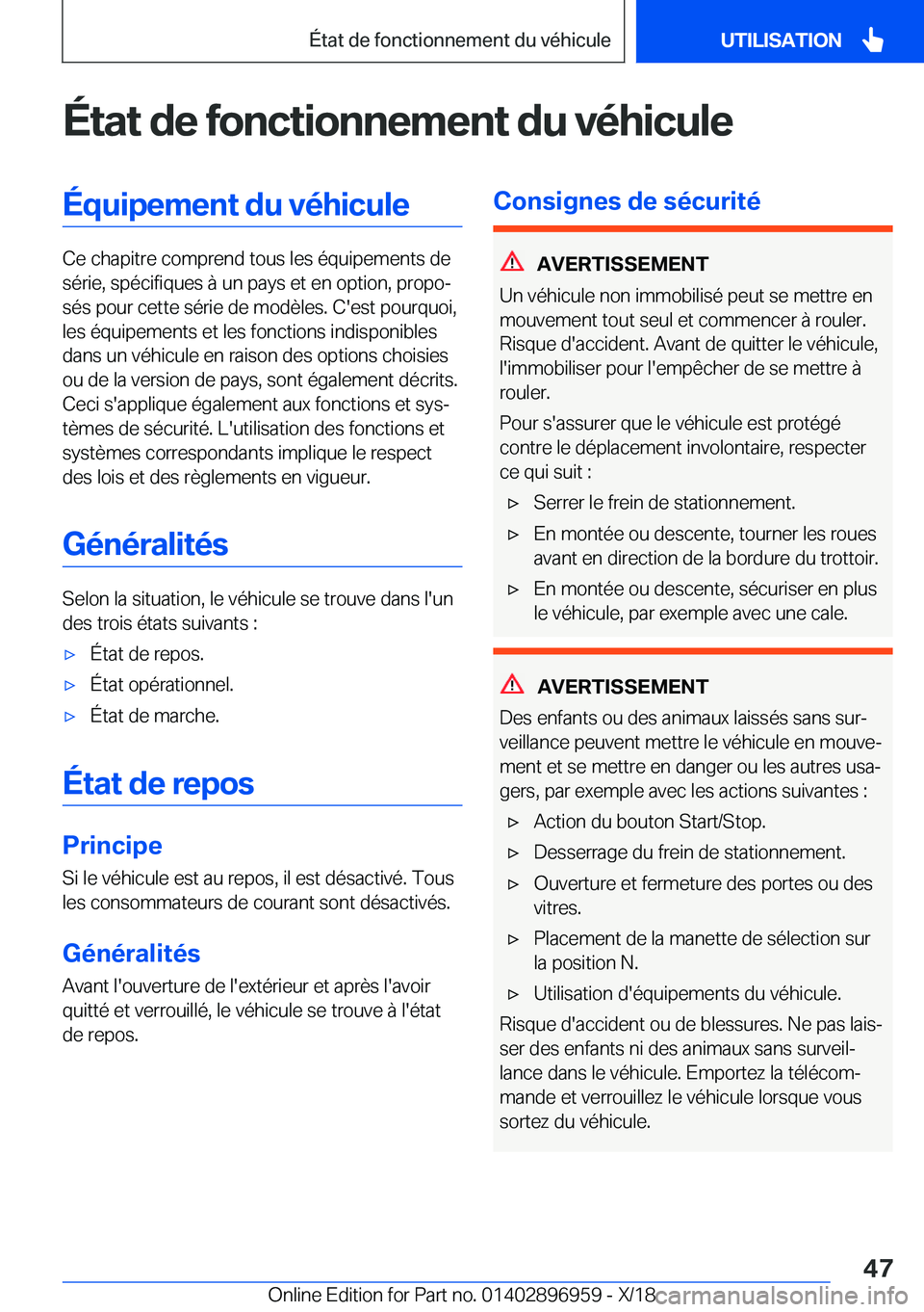 BMW 3 SERIES 2019  Notices Demploi (in French) �
