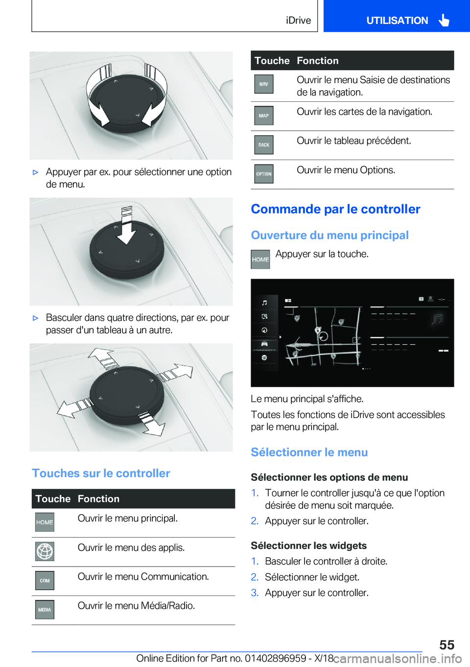 BMW 3 SERIES 2019  Notices Demploi (in French) 'x�A�p�p�u�y�e�r��p�a�r��e�x�.��p�o�u�r��s�é�l�e�c�t�i�o�n�n�e�r��u�n�e��o�p�t�i�o�n
�d�e��m�e�n�u�.'x�B�a�s�c�u�l�e�r��d�a�n�s��q�u�a�t�r�e��d�i�r�e�c�t�i�o�n�s�,��p�a�r��e�x�.�