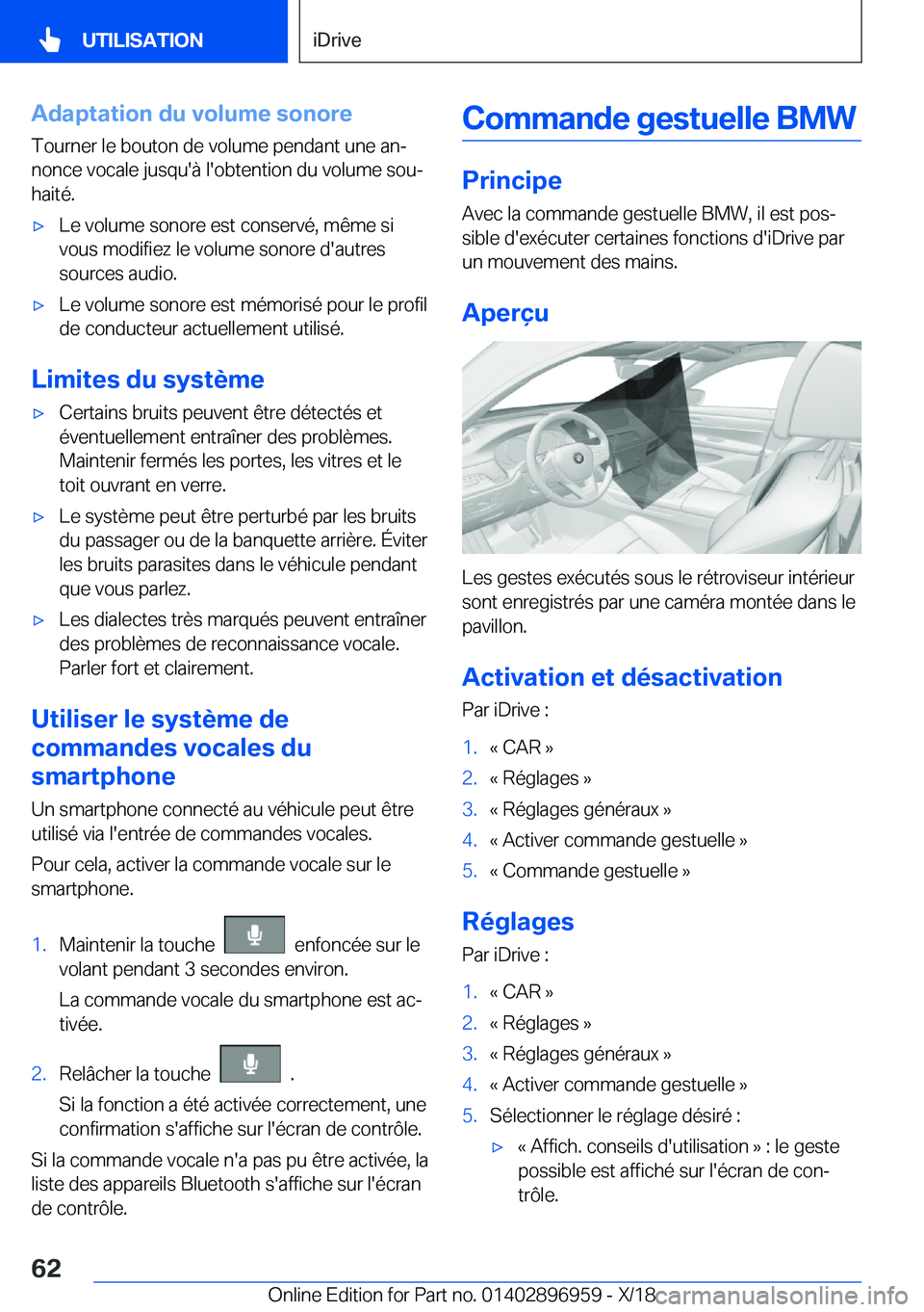 BMW 3 SERIES 2019  Notices Demploi (in French) �A�d�a�p�t�a�t�i�o�n��d�u��v�o�l�u�m�e��s�o�n�o�r�e�T�o�u�r�n�e�r��l�e��b�o�u�t�o�n��d�e��v�o�l�u�m�e��p�e�n�d�a�n�t��u�n�e��a�nj�n�o�n�c�e��v�o�c�a�l�e��j�u�s�q�u�'�