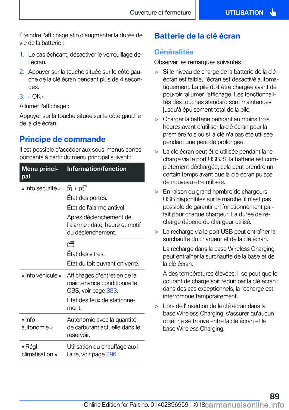BMW 3 SERIES 2019  Notices Demploi (in French) �