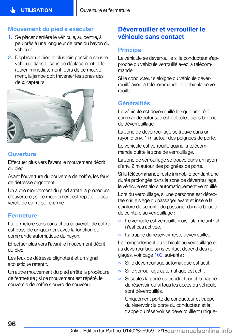 BMW 3 SERIES 2019  Notices Demploi (in French) �M�o�u�v�e�m�e�n�t��d�u��p�i�e�d��