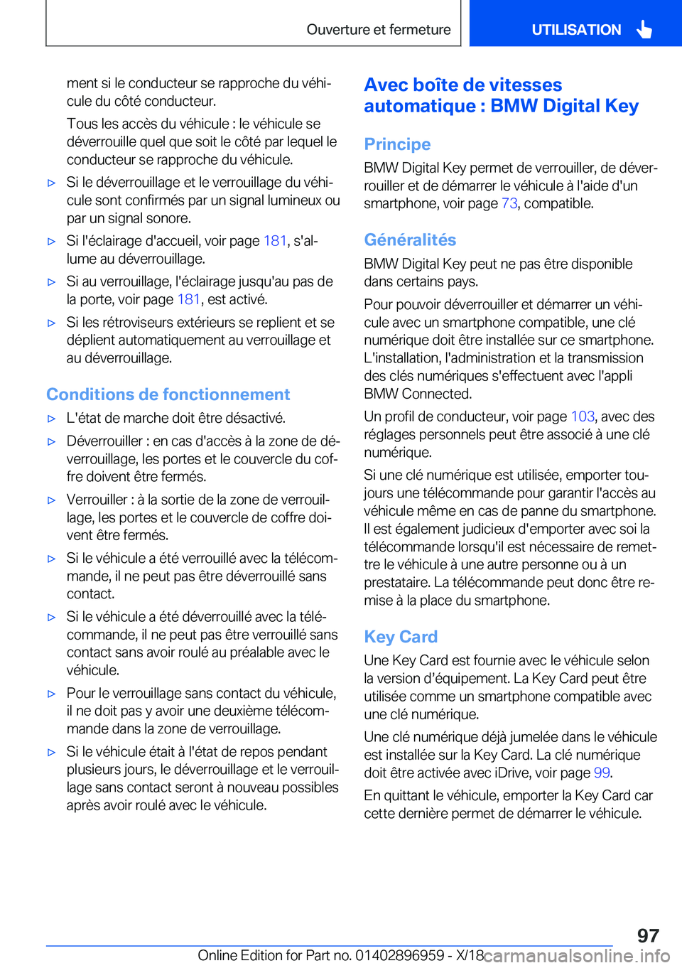 BMW 3 SERIES 2019  Notices Demploi (in French) �m�e�n�t��s�i��l�e��c�o�n�d�u�c�t�e�u�r��s�e��r�a�p�p�r�o�c�h�e��d�u��v�é�h�ij�c�u�l�e��d�u��c�