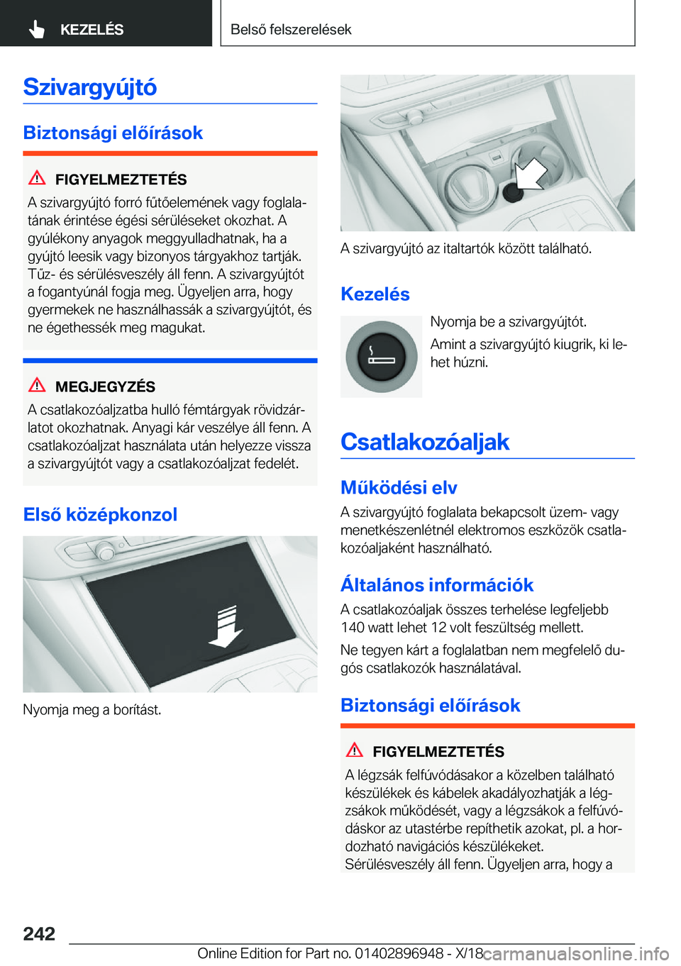 BMW 3 SERIES 2019  Kezelési útmutató (in Hungarian) �S�z�i�v�a�r�g�y�