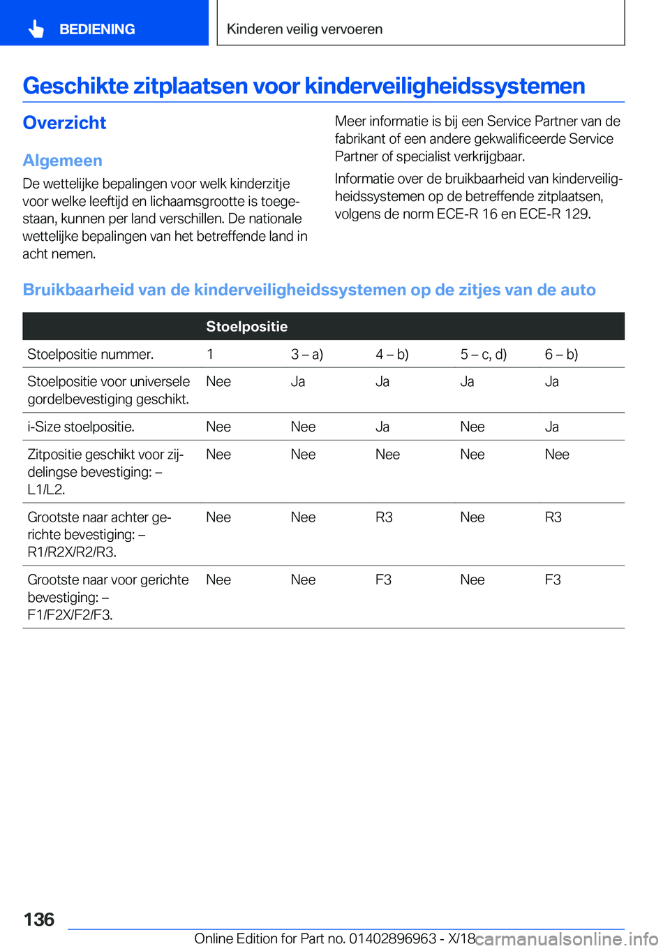 BMW 3 SERIES 2019  Instructieboekjes (in Dutch) �G�e�s�c�h�i�k�t�e��z�i�t�p�l�a�a�t�s�e�n��v�o�o�r��k�i�n�d�e�r�v�e�i�l�i�g�h�e�i�d�s�s�y�s�t�e�m�e�n�O�v�e�r�z�i�c�h�t
�A�l�g�e�m�e�e�n
�D�e��w�e�t�t�e�l�i�j�k�e��b�e�p�a�l�i�n�g�e�n��v�o�o�r�