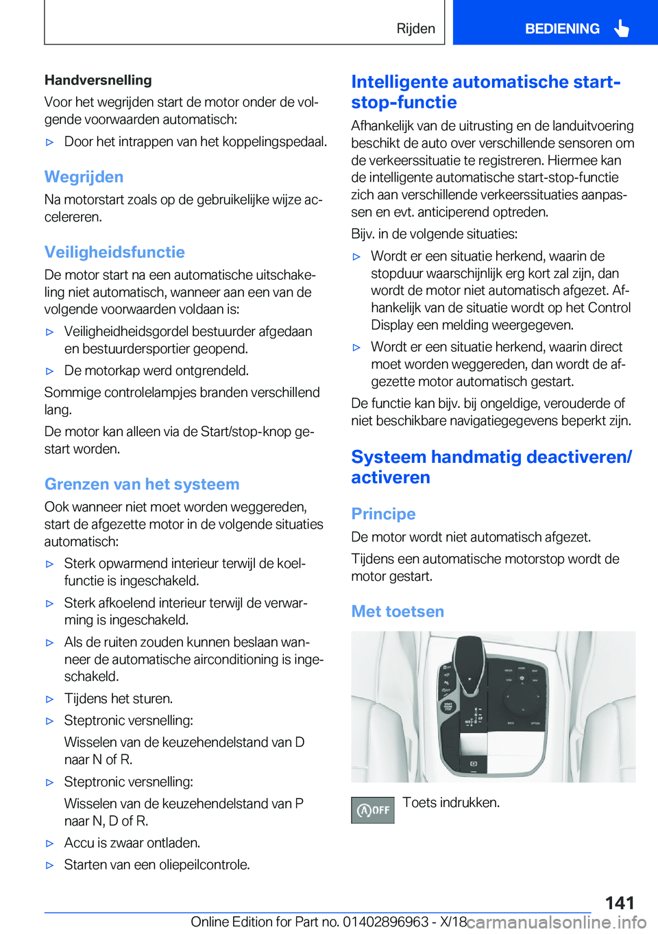 BMW 3 SERIES 2019  Instructieboekjes (in Dutch) �H�a�n�d�v�e�r�s�n�e�l�l�i�n�g
�V�o�o�r��h�e�t��w�e�g�r�i�j�d�e�n��s�t�a�r�t��d�e��m�o�t�o�r��o�n�d�e�r��d�e��v�o�lj
�g�e�n�d�e��v�o�o�r�w�a�a�r�d�e�n��a�u�t�o�m�a�t�i�s�c�h�:'x�D�o�o�r