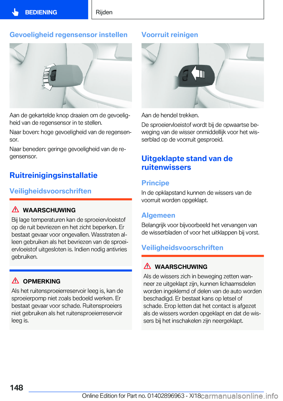 BMW 3 SERIES 2019  Instructieboekjes (in Dutch) �G�e�v�o�e�l�i�g�h�e�i�d��r�e�g�e�n�s�e�n�s�o�r��i�n�s�t�e�l�l�e�n
�A�a�n��d�e��g�e�k�a�r�t�e�l�d�e��k�n�o�p��d�r�a�a�i�e�n��o�m��d�e��g�e�v�o�e�l�i�gj�h�e�i�d��v�a�n��d�e��r�e�g�e�n�s�e�