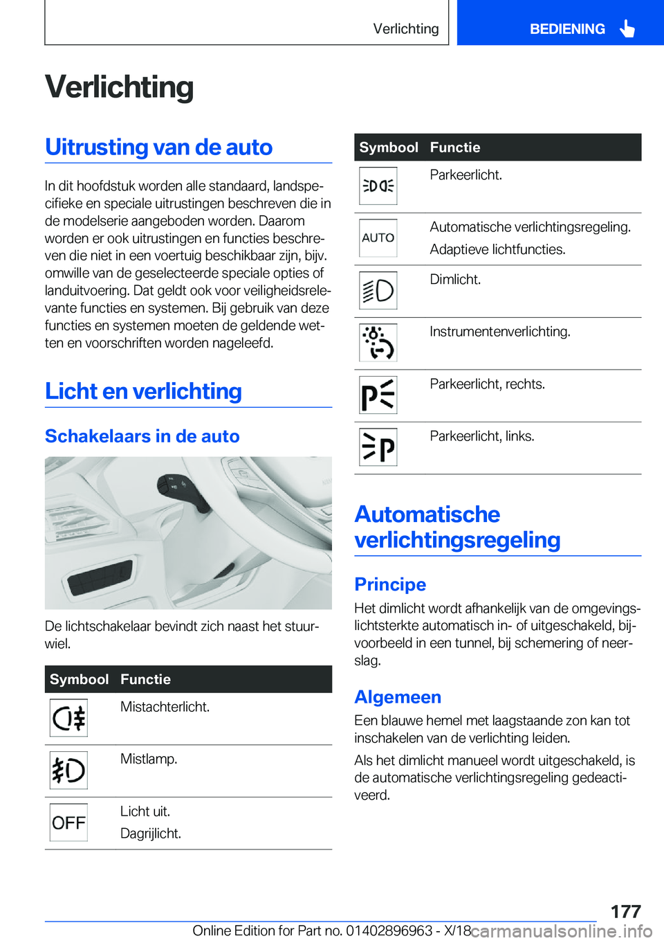 BMW 3 SERIES 2019  Instructieboekjes (in Dutch) �V�e�r�l�i�c�h�t�i�n�g�U�i�t�r�u�s�t�i�n�g��v�a�n��d�e��a�u�t�o
�I�n��d�i�t��h�o�o�f�d�s�t�u�k��w�o�r�d�e�n��a�l�l�e��s�t�a�n�d�a�a�r�d�,��l�a�n�d�s�p�ej�c�i�f�i�e�k�e��e�n��s�p�e�c�i�a�l�