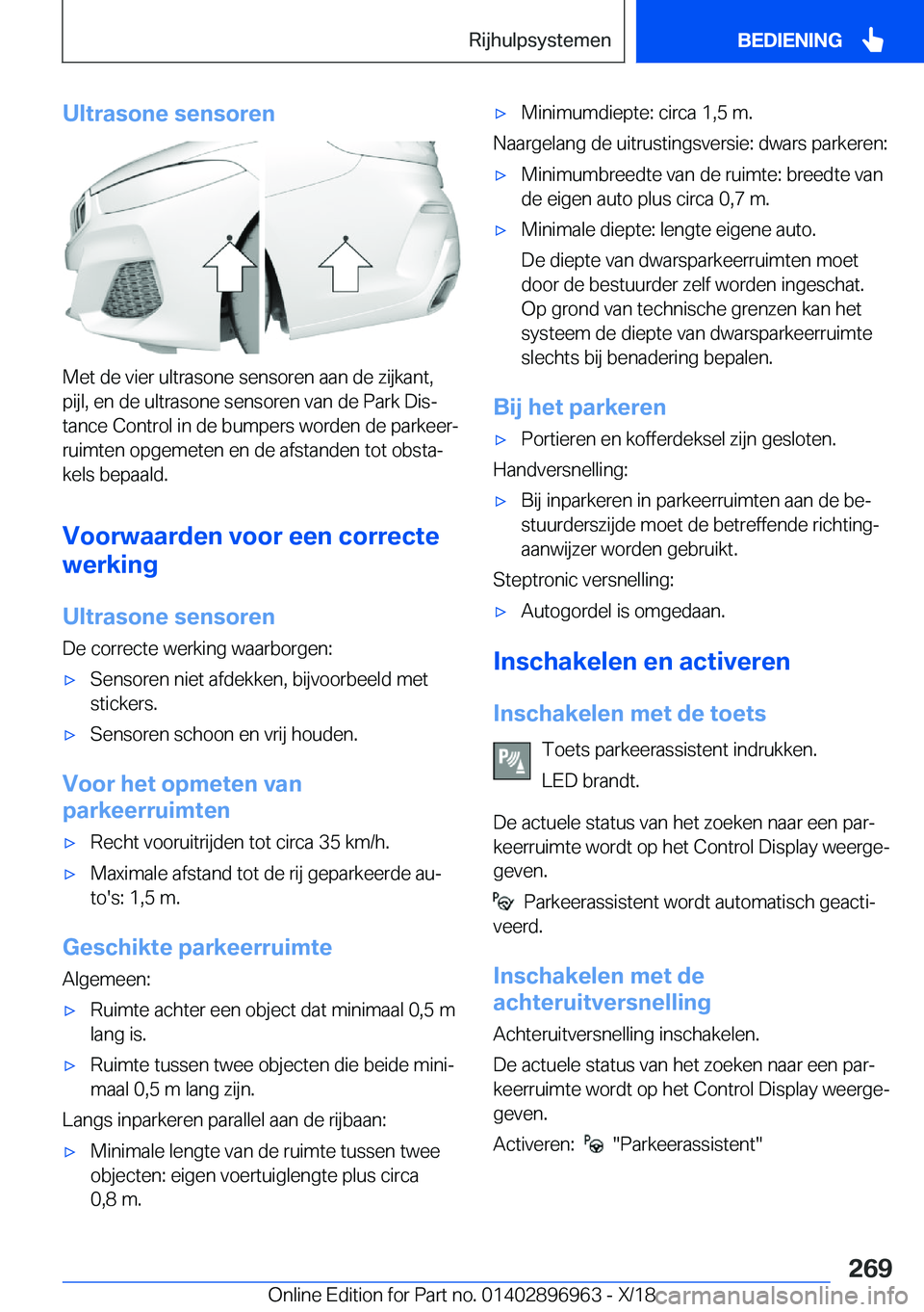 BMW 3 SERIES 2019  Instructieboekjes (in Dutch) �U�l�t�r�a�s�o�n�e��s�e�n�s�o�r�e�n
�M�e�t��d�e��v�i�e�r��u�l�t�r�a�s�o�n�e��s�e�n�s�o�r�e�n��a�a�n��d�e��z�i�j�k�a�n�t�,�p�i�j�l�,��e�n��d�e��u�l�t�r�a�s�o�n�e��s�e�n�s�o�r�e�n��v�a�n��