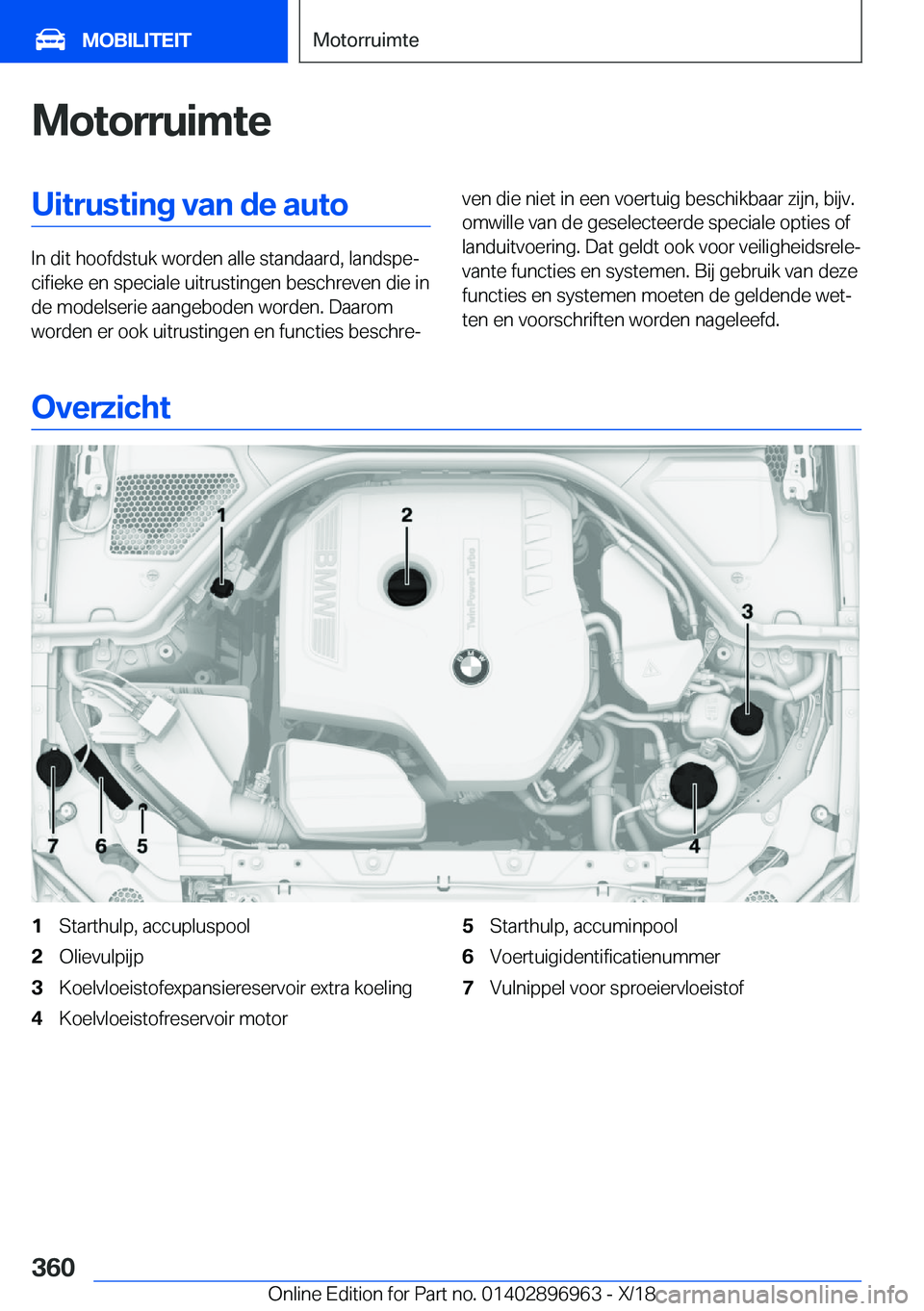BMW 3 SERIES 2019  Instructieboekjes (in Dutch) �M�o�t�o�r�r�u�i�m�t�e�U�i�t�r�u�s�t�i�n�g��v�a�n��d�e��a�u�t�o
�I�n��d�i�t��h�o�o�f�d�s�t�u�k��w�o�r�d�e�n��a�l�l�e��s�t�a�n�d�a�a�r�d�,��l�a�n�d�s�p�ej�c�i�f�i�e�k�e��e�n��s�p�e�c�i�a�l�