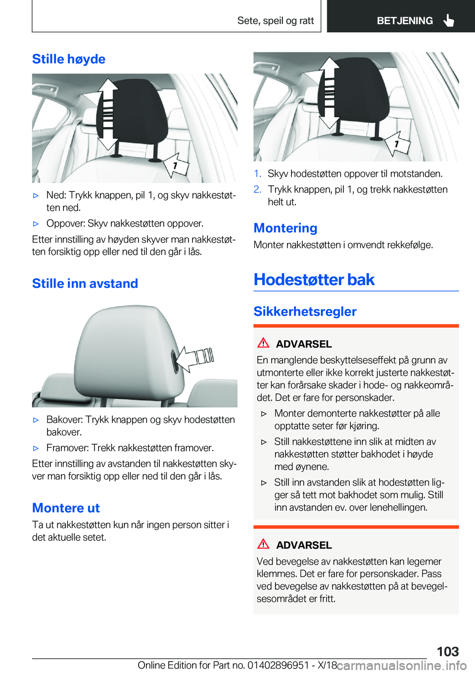BMW 3 SERIES 2019  InstruksjonsbØker (in Norwegian) �S�t�i�l�l�e��h�