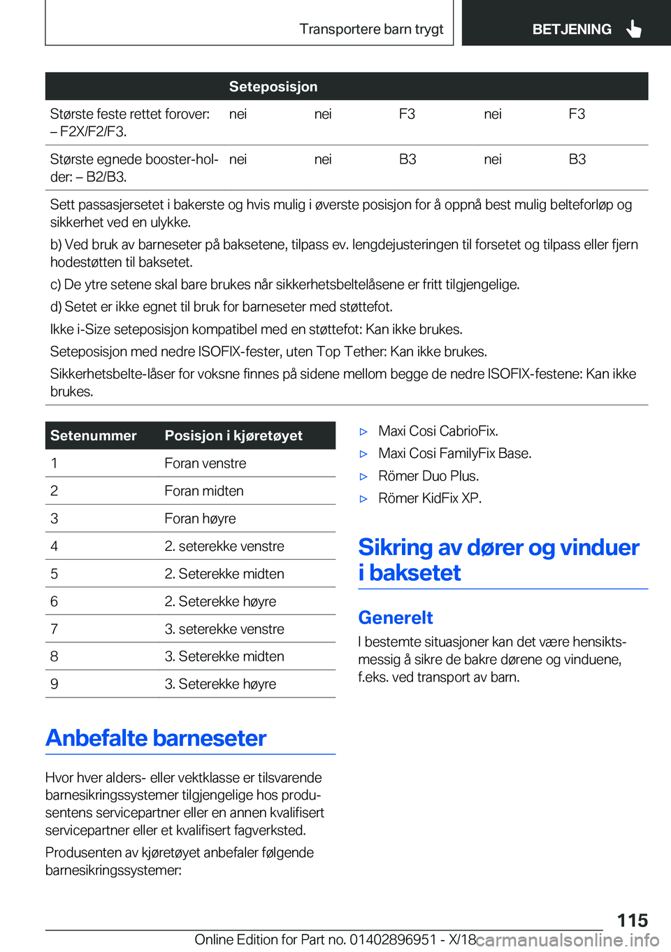 BMW 3 SERIES 2019  InstruksjonsbØker (in Norwegian) �S�e�t�e�p�o�s�i�s�j�o�n�S�t�