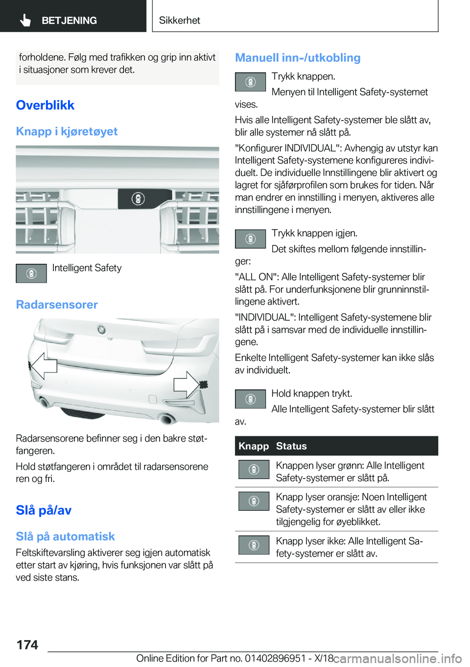 BMW 3 SERIES 2019  InstruksjonsbØker (in Norwegian) �f�o�r�h�o�l�d�e�n�e�.��F�