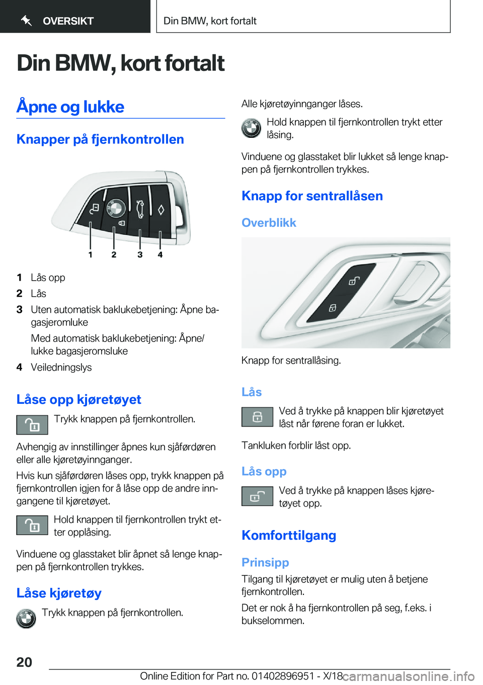 BMW 3 SERIES 2019  InstruksjonsbØker (in Norwegian) �D�i�n��B�M�W�,��k�o�r�t��f�o�r�t�a�l�t�
