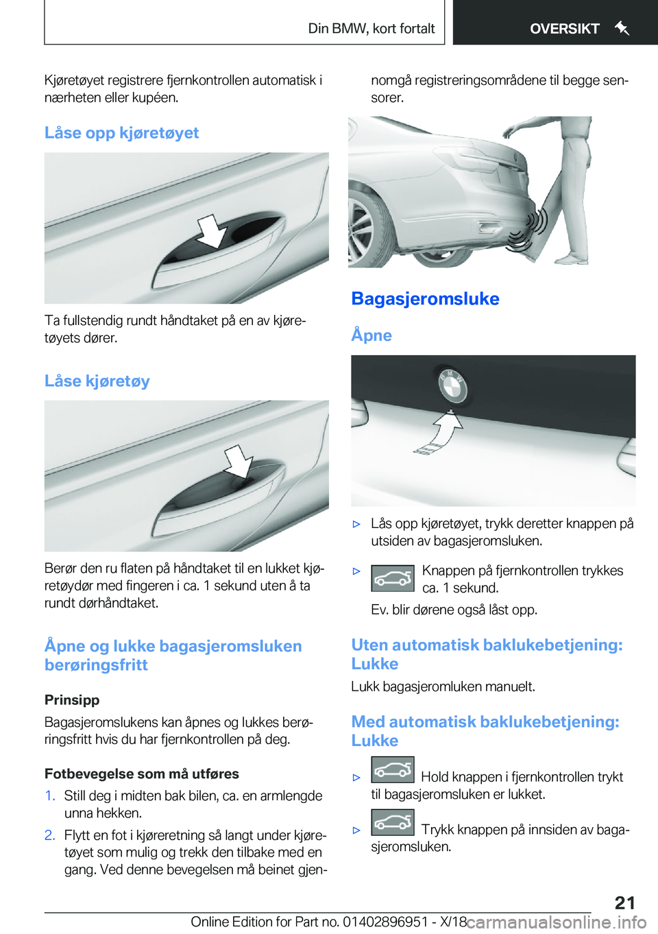 BMW 3 SERIES 2019  InstruksjonsbØker (in Norwegian) �K�j�