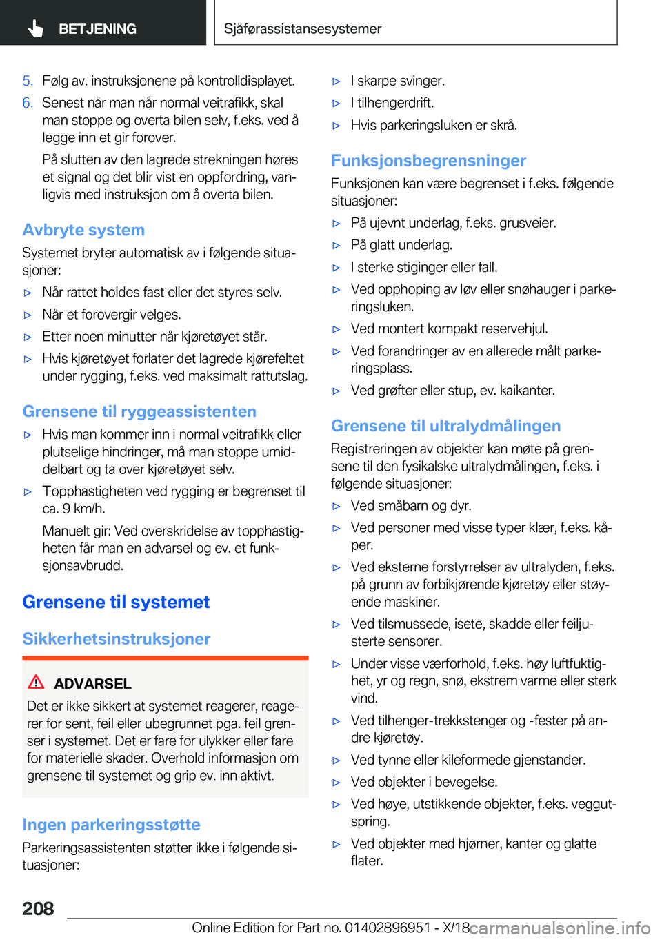 BMW 3 SERIES 2019  InstruksjonsbØker (in Norwegian) �5�.�F�
