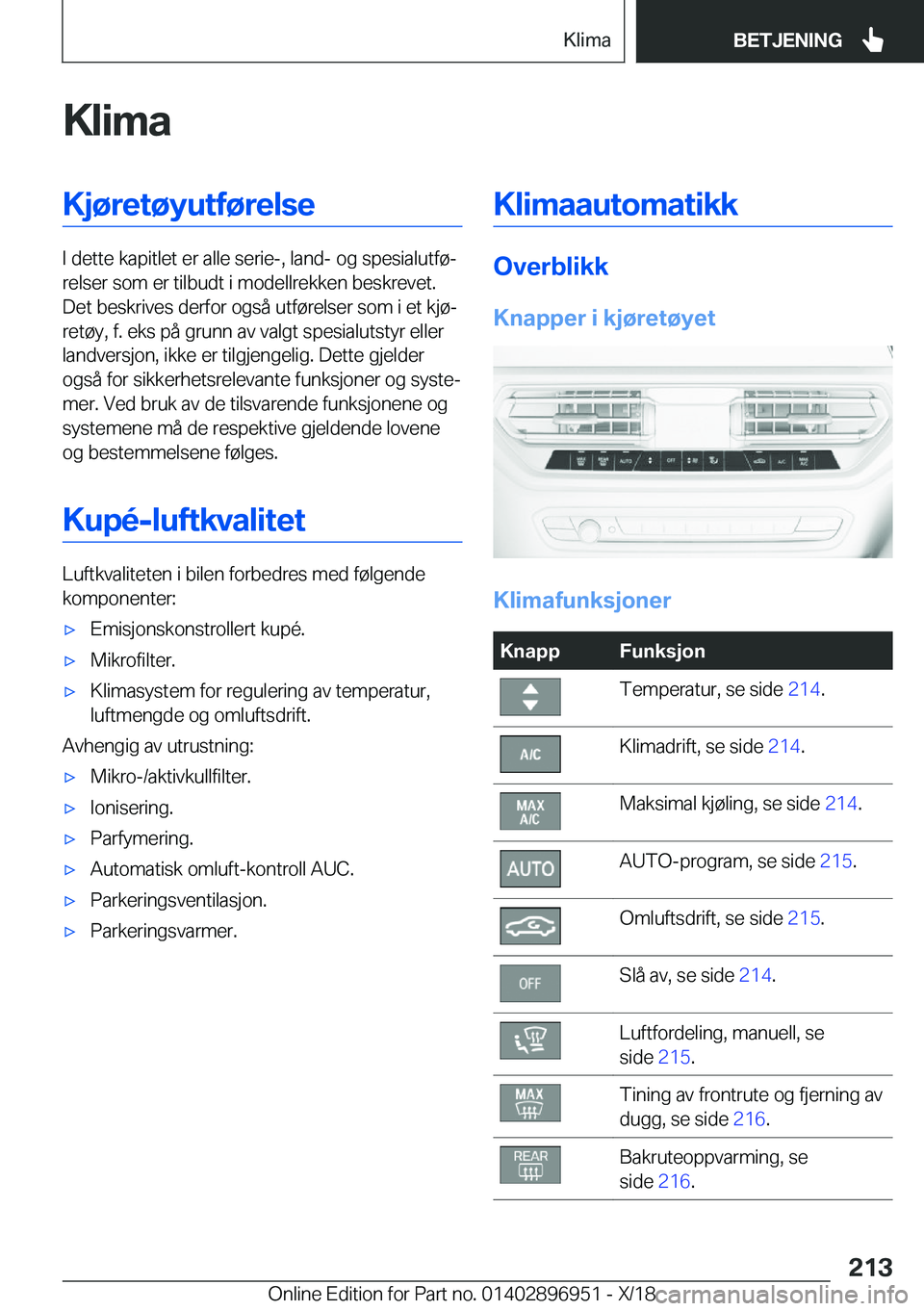 BMW 3 SERIES 2019  InstruksjonsbØker (in Norwegian) �K�l�i�m�a�K�j�