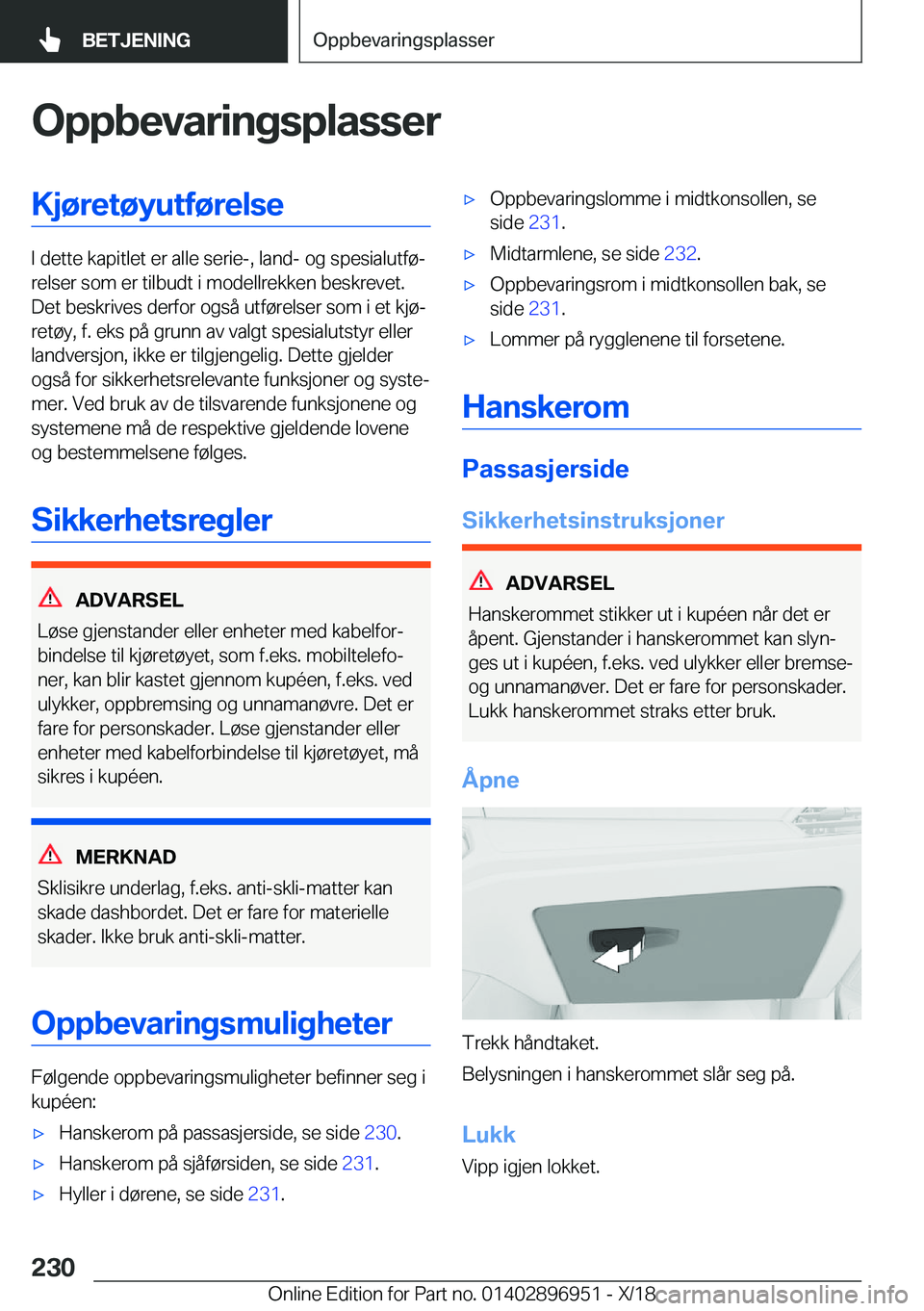 BMW 3 SERIES 2019  InstruksjonsbØker (in Norwegian) �O�p�p�b�e�v�a�r�i�n�g�s�p�l�a�s�s�e�r�K�j�