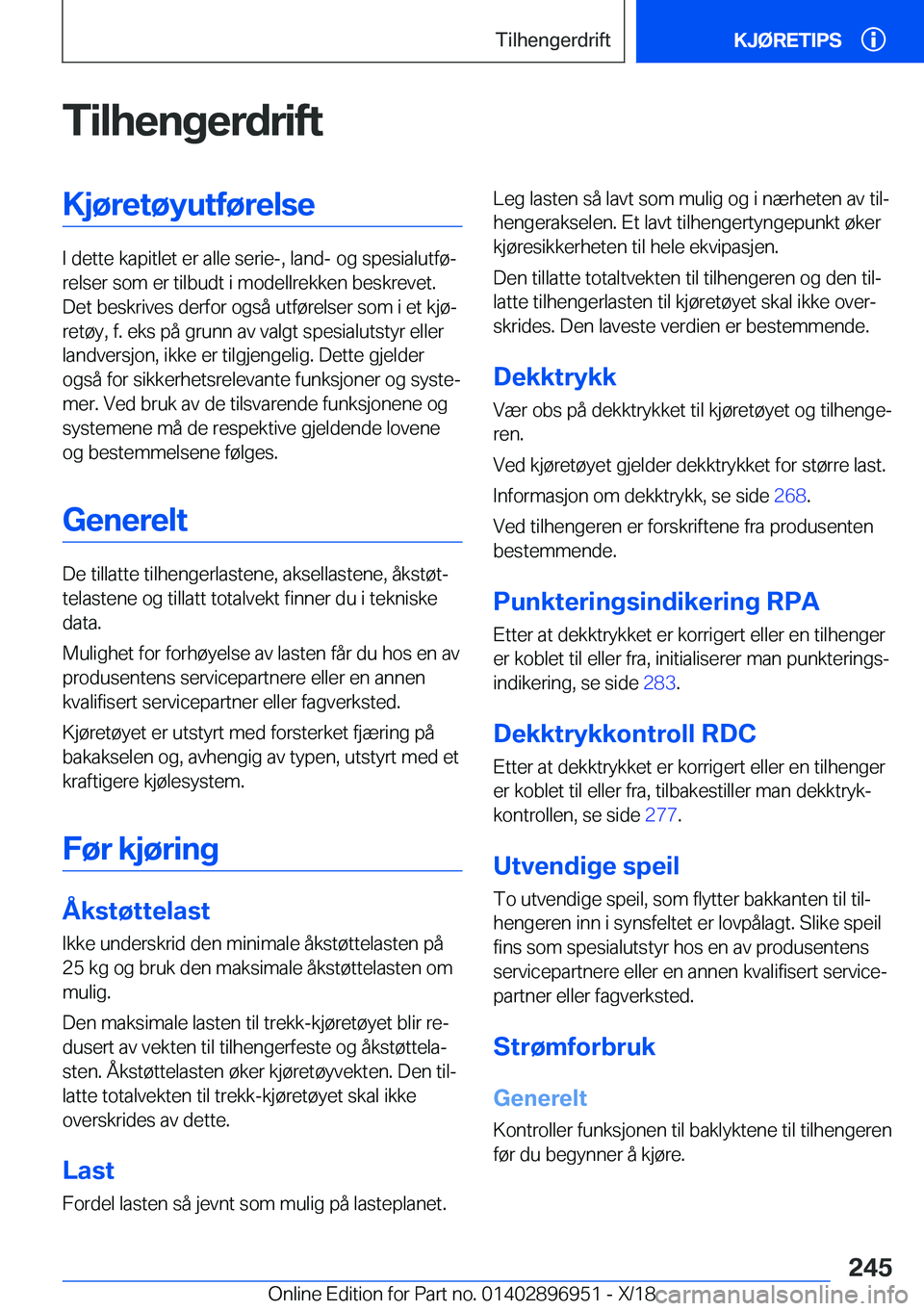 BMW 3 SERIES 2019  InstruksjonsbØker (in Norwegian) �T�i�l�h�e�n�g�e�r�d�r�i�f�t�K�j�