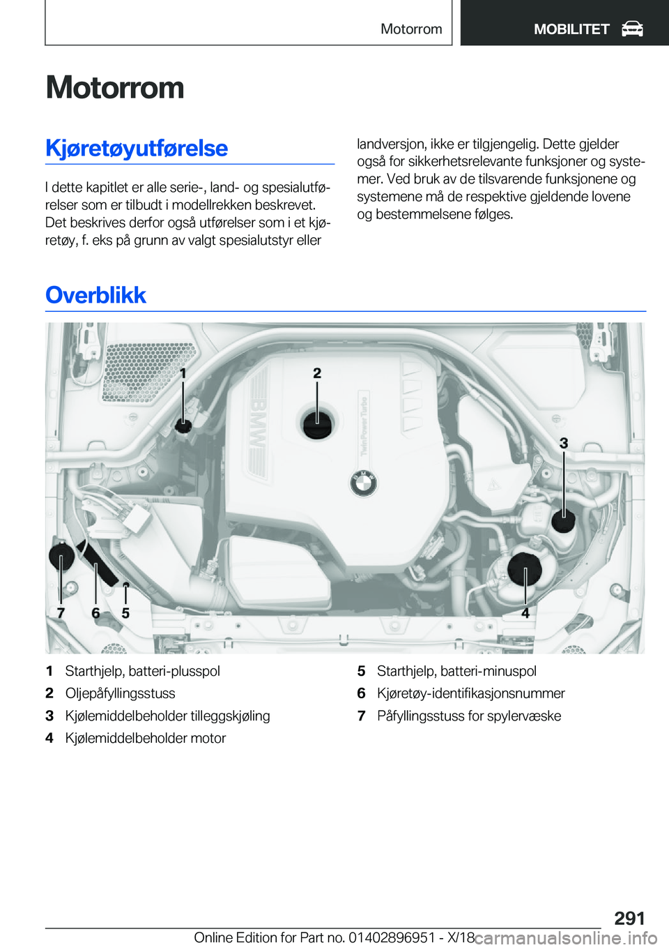 BMW 3 SERIES 2019  InstruksjonsbØker (in Norwegian) �M�o�t�o�r�r�o�m�K�j�