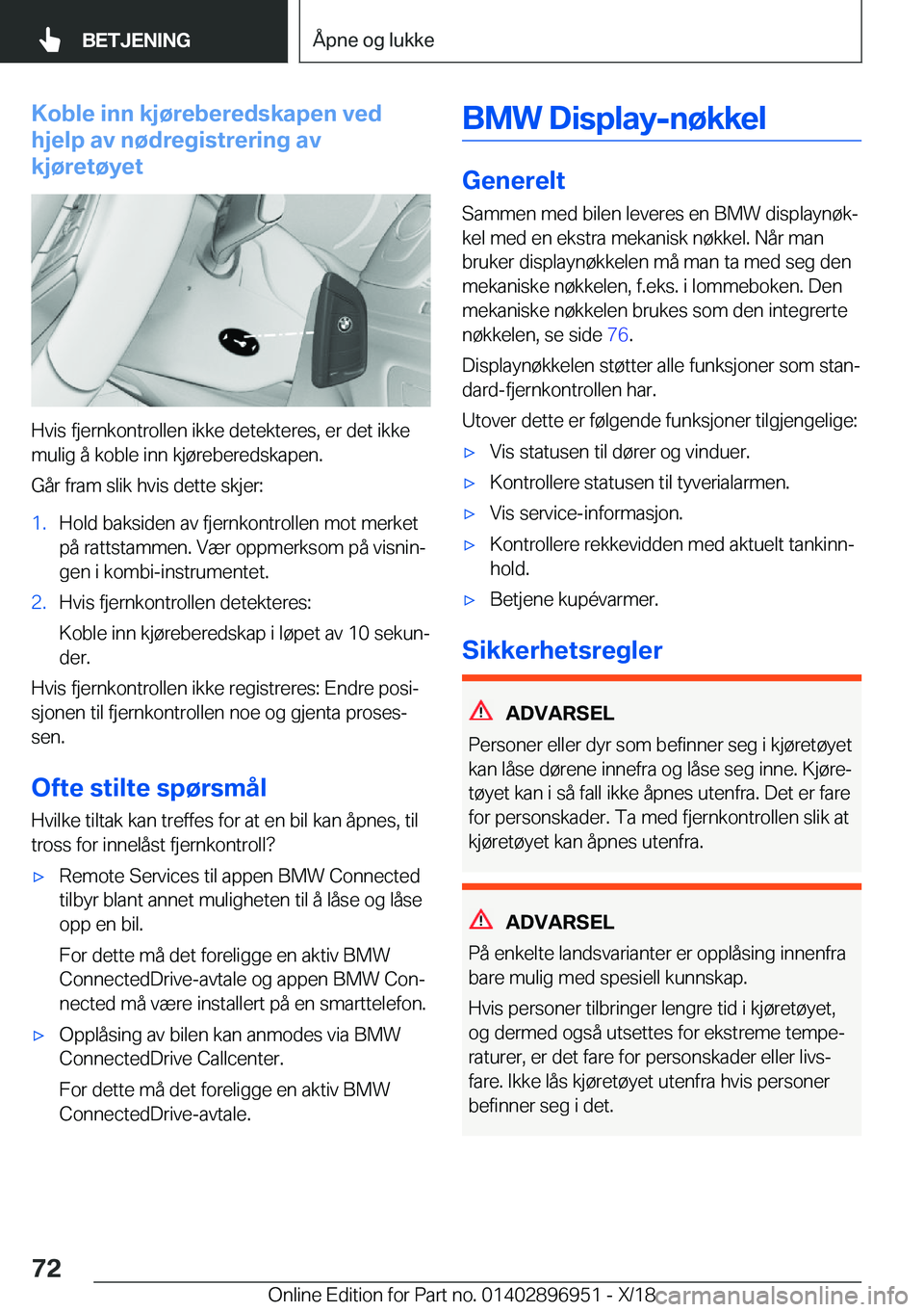 BMW 3 SERIES 2019  InstruksjonsbØker (in Norwegian) �K�o�b�l�e��i�n�n��k�j�