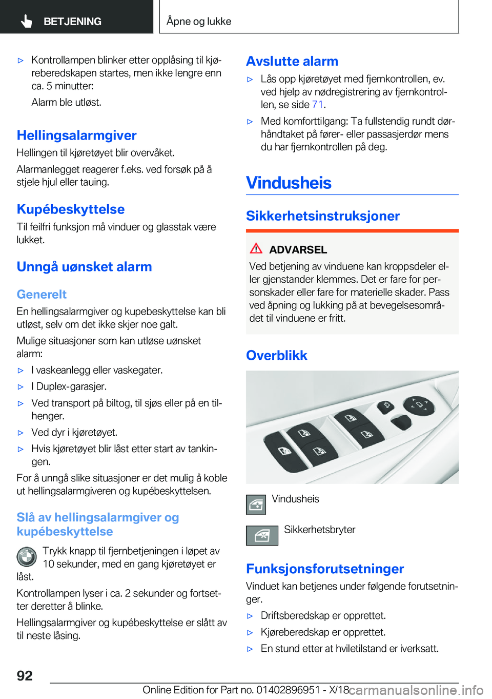 BMW 3 SERIES 2019  InstruksjonsbØker (in Norwegian) x�K�o�n�t�r�o�l�l�a�m�p�e�n��b�l�i�n�k�e�r��e�t�t�e�r��o�p�p�l�å�s�i�n�g��t�i�l��k�j�
