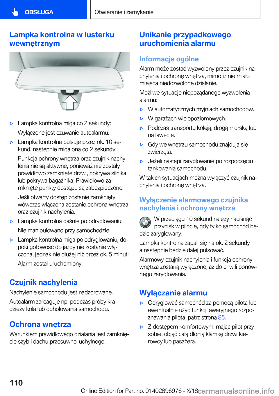 BMW 3 SERIES 2019  Instrukcja obsługi (in Polish) �L�a�m�p�k�a��k�o�n�t�r�o�l�n�a��w��l�u�s�t�e�r�k�u
�w�e�w�n�